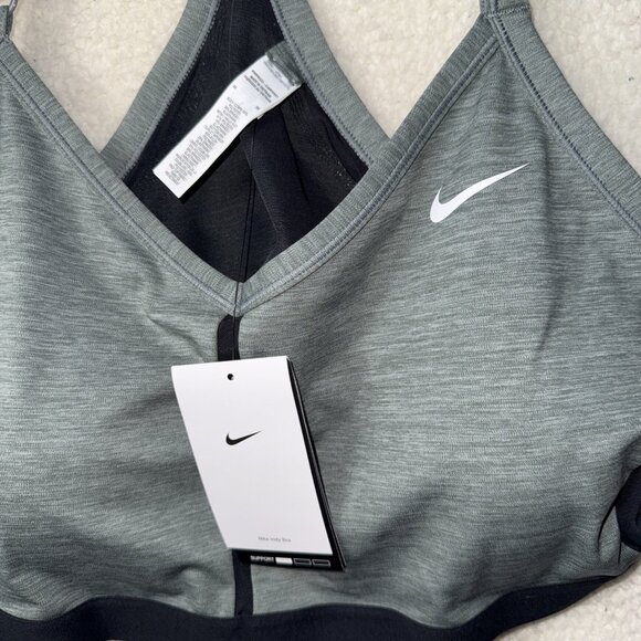 Nike Women's Plus Dri-FIT V-Neck Indy Racerback Bra - 3X Gray Black DN4181-084 - Picture 2 of 5